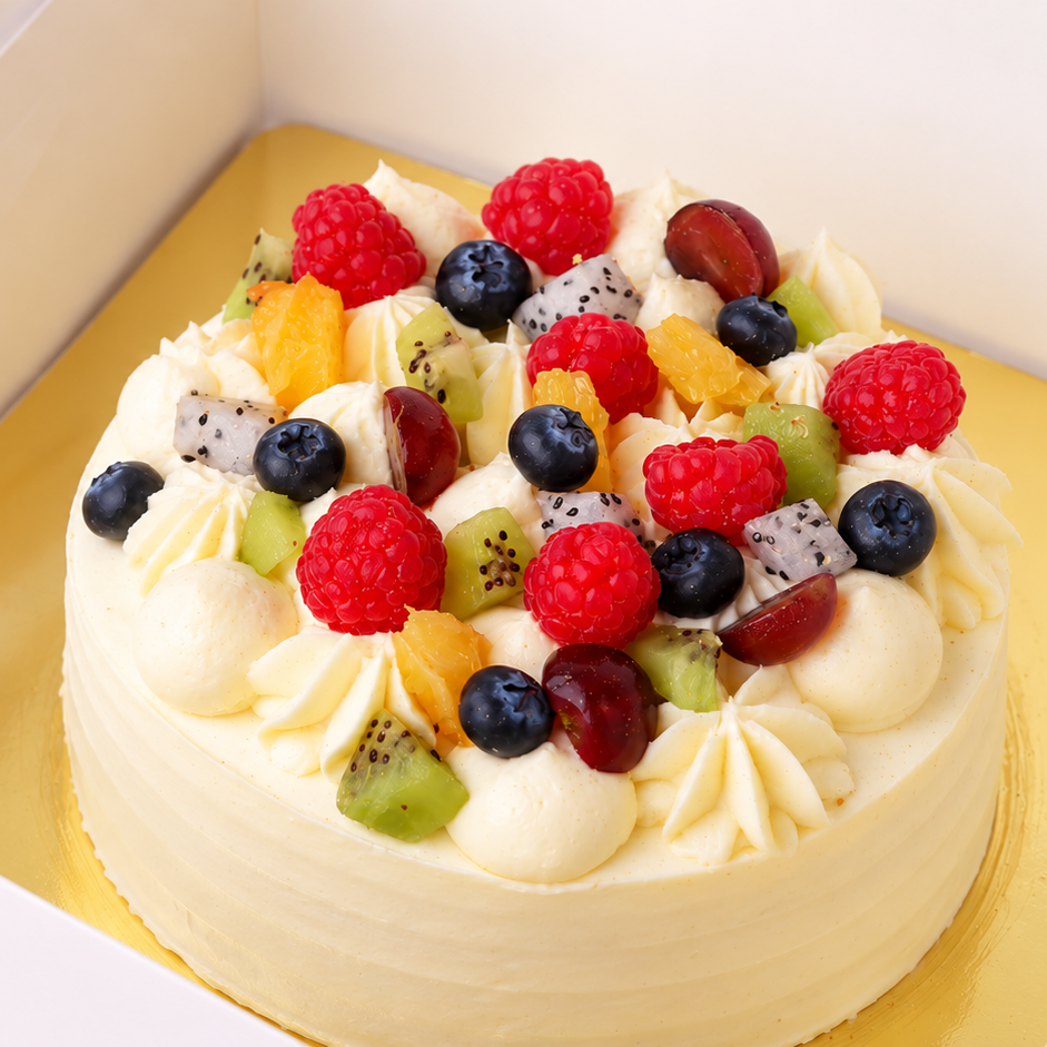 Vanilla Crème & Fresh Fruits Cake